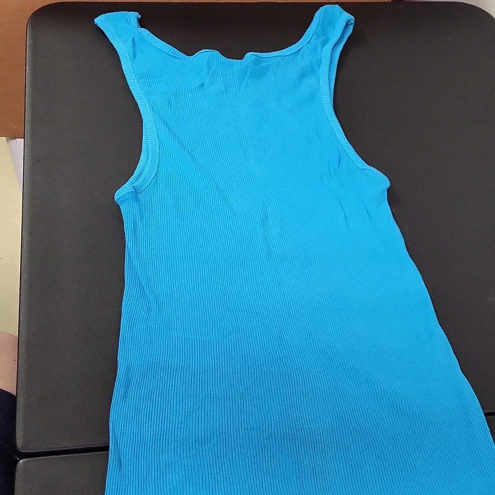 Islander Blue Ribbed Tank Top - Picture 2 of 3